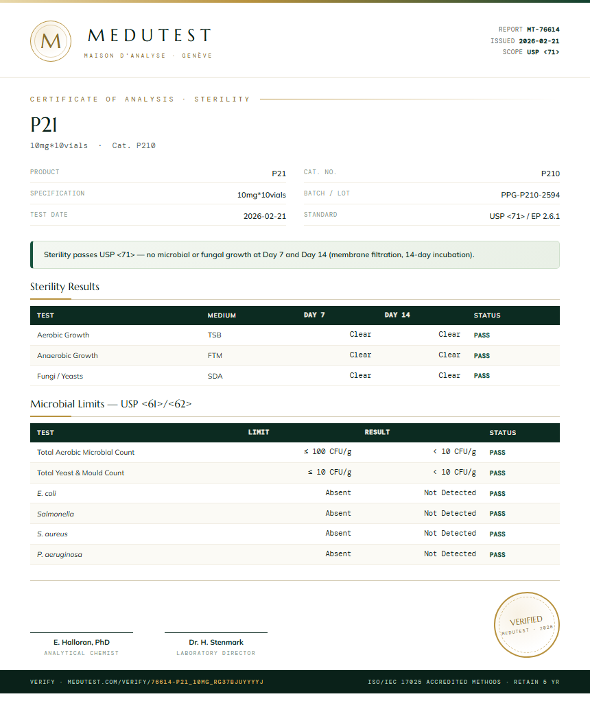 P21 Sterility report by Medutest